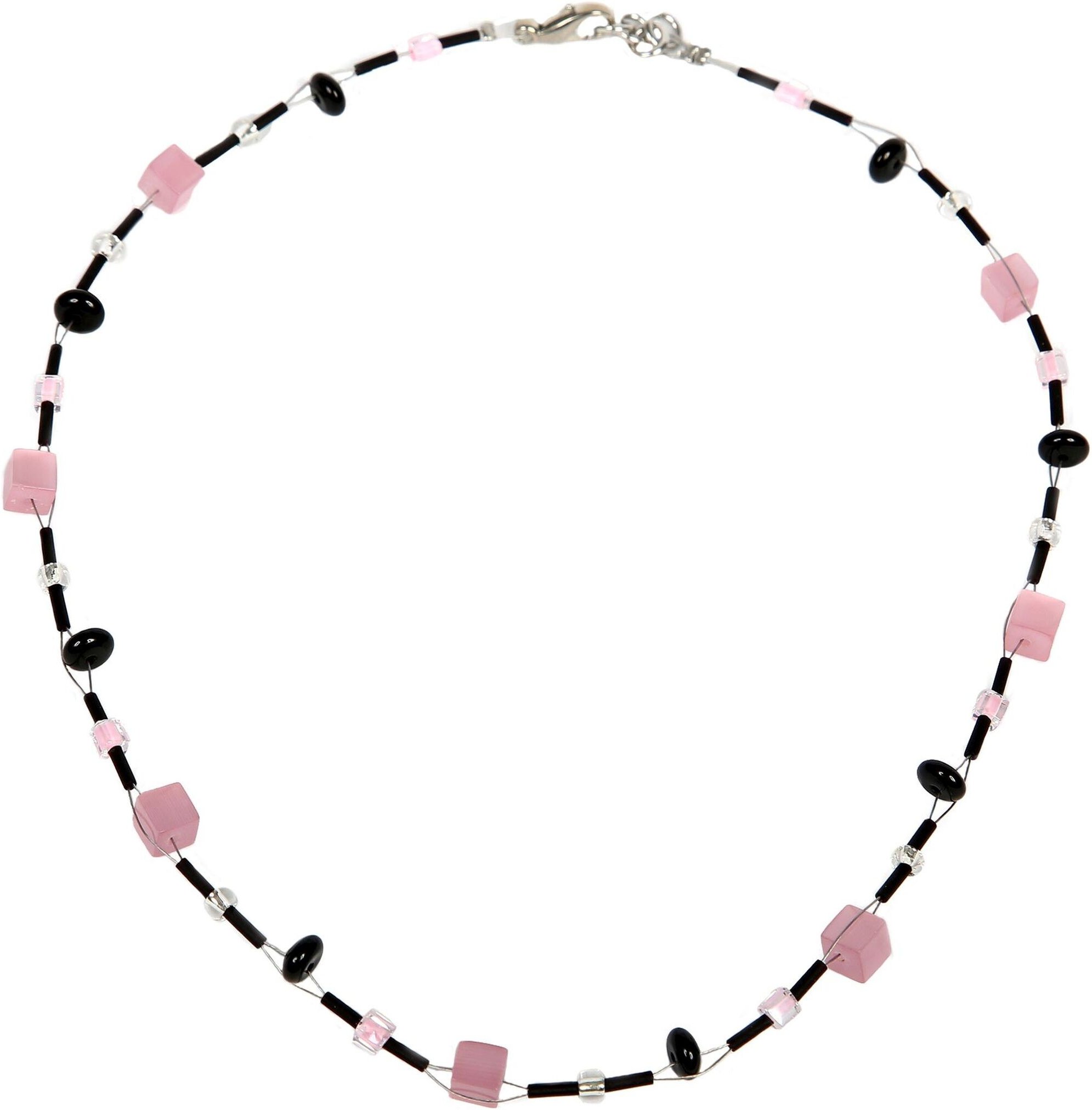 DeMarie Collierkette Edelstahl Onyx Acryl Kristall