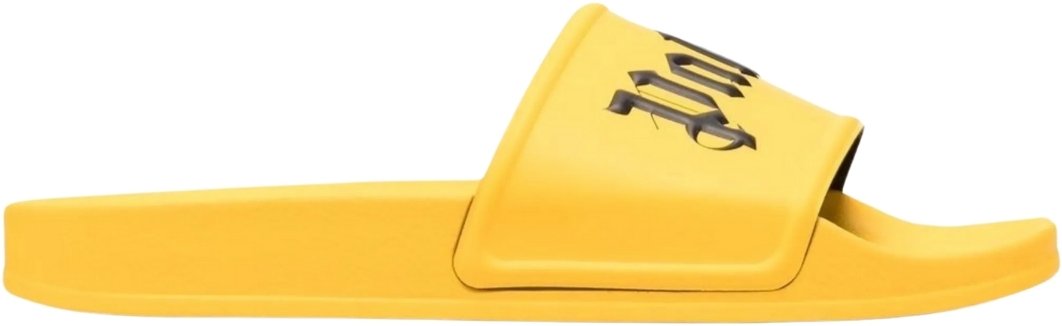 Gelbe Pool-Slides mit Gothic-Print von Palm Angels