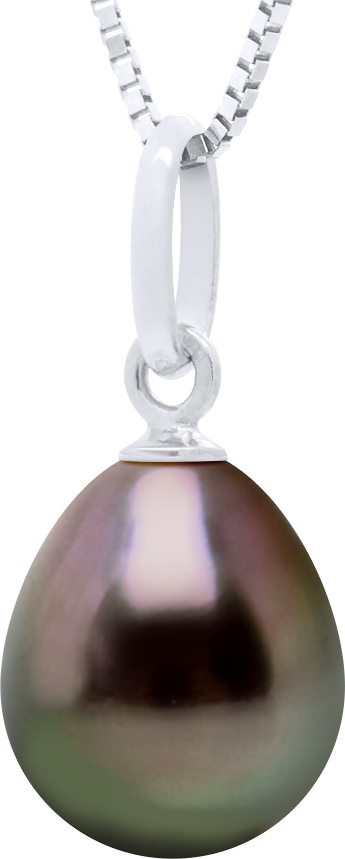 Anhänger Gelenkfaden Weißgold 750 und echte Tahiti-Zuchtperle Birne 8-9 mm
