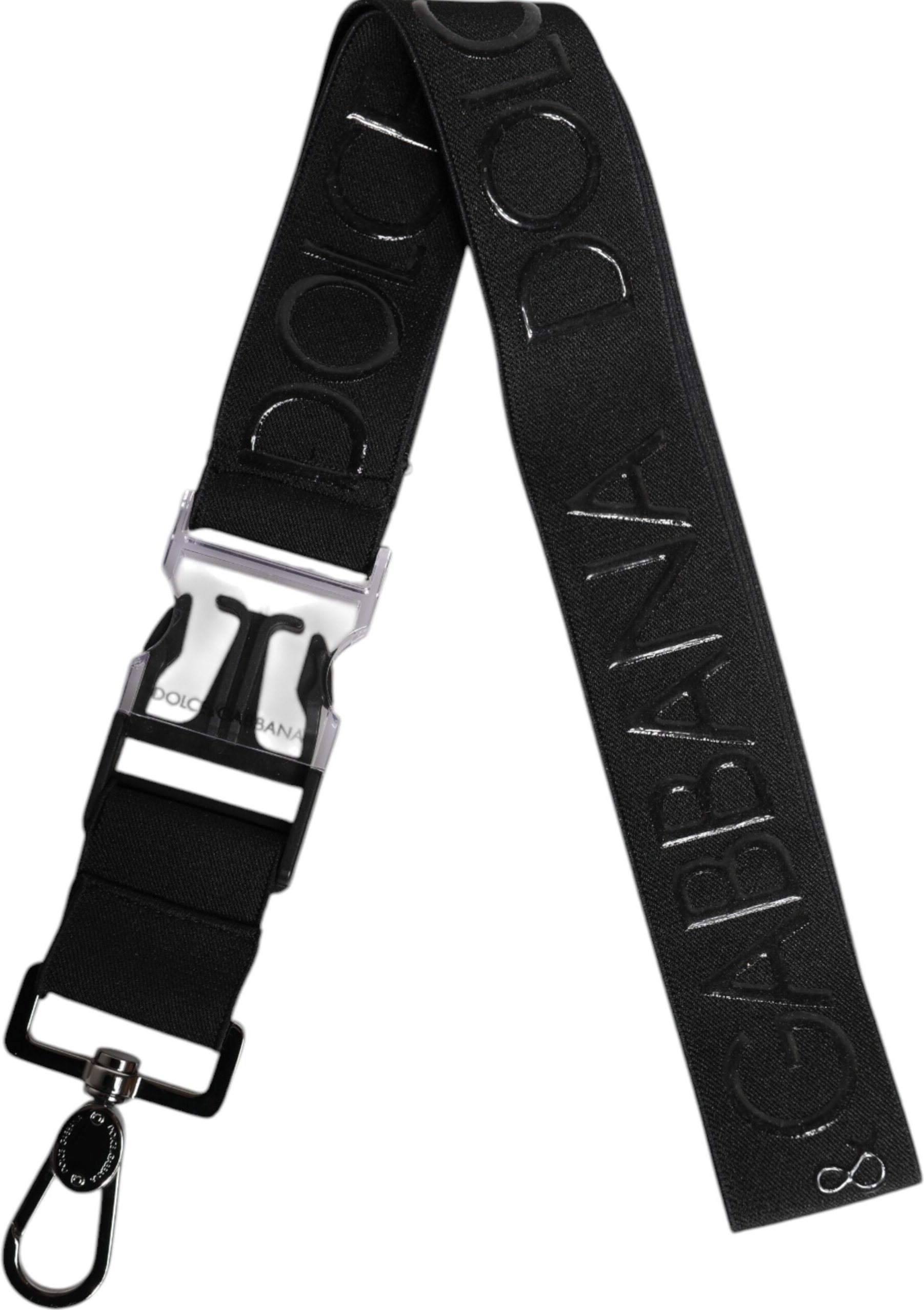 Dolce & Gabbana Schwarzer Stretch-Polyester Gummierter DG Logo Schlüsselanhänger