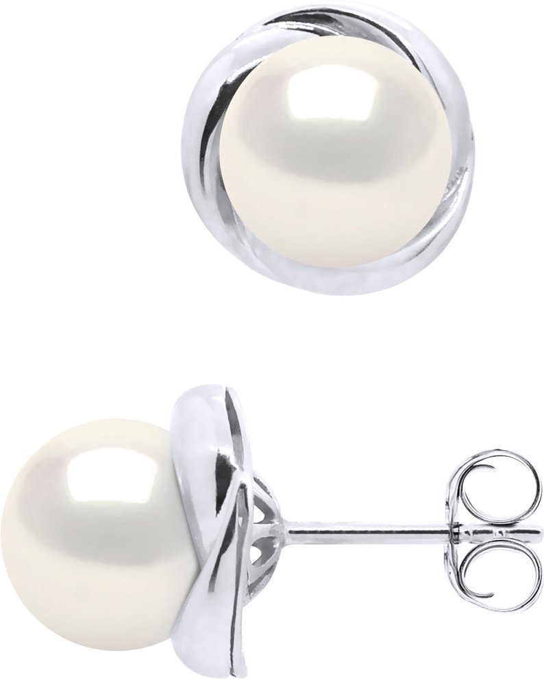 Ohrringe aus Weißgold – echte Süßwasser-Zuchtperlen rund 7–8 mm