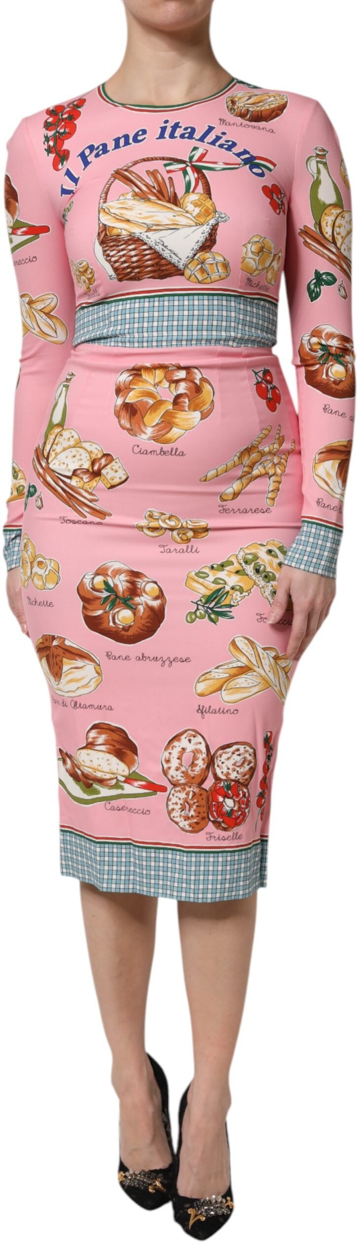 Italienisches Brot Print Midi-Kleid