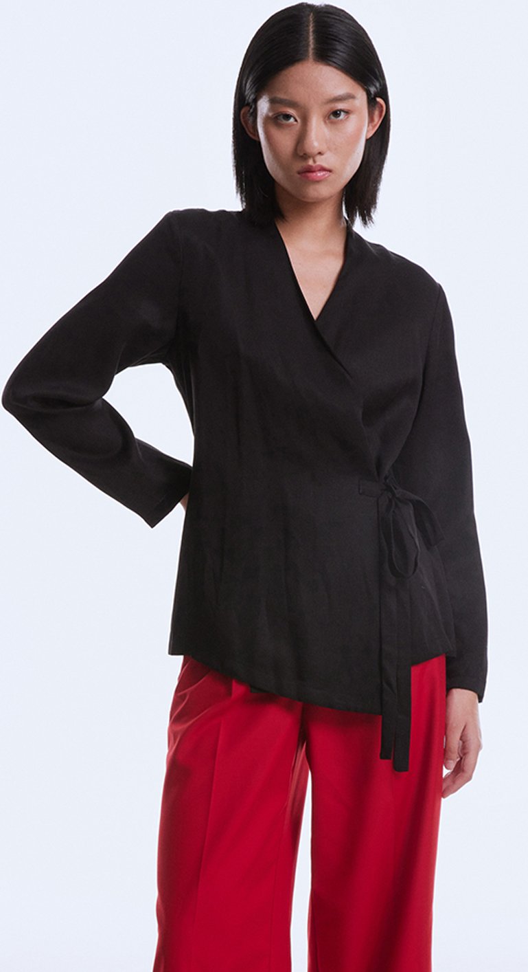 Satin-Wickelbluse