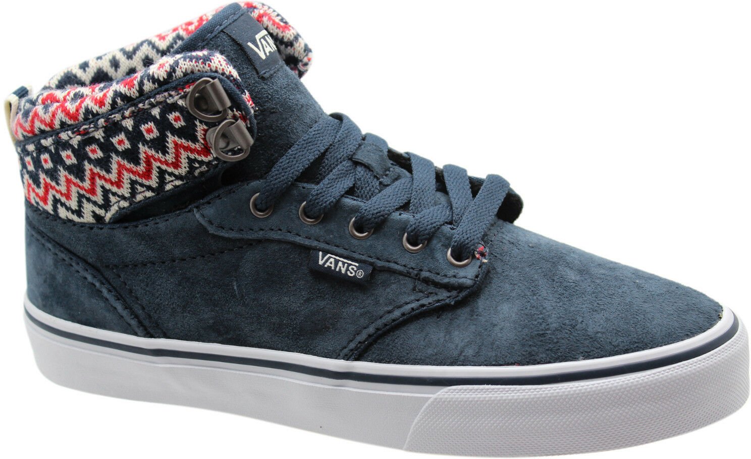 Vans von der Wand ATwood Hi Top Schnürung Blau Leder Womens Trainer VoTDX0 B39C