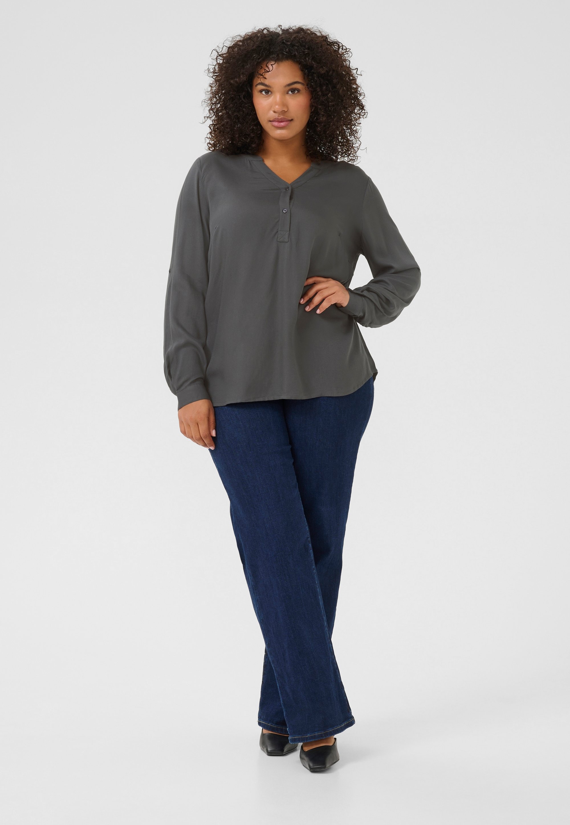 Langarm-Bluse Regular fit Black Oyster