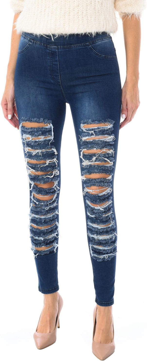 Frauen lange Denim Hosen Stil Leggings aus elastischem Stoff D2001