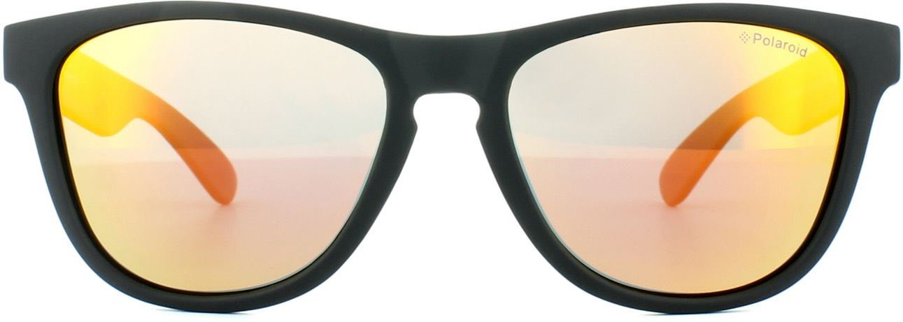 Polaroid Rectangle Mens Black Rubber Grey Red Mirror Polarized Sonnenbrillen