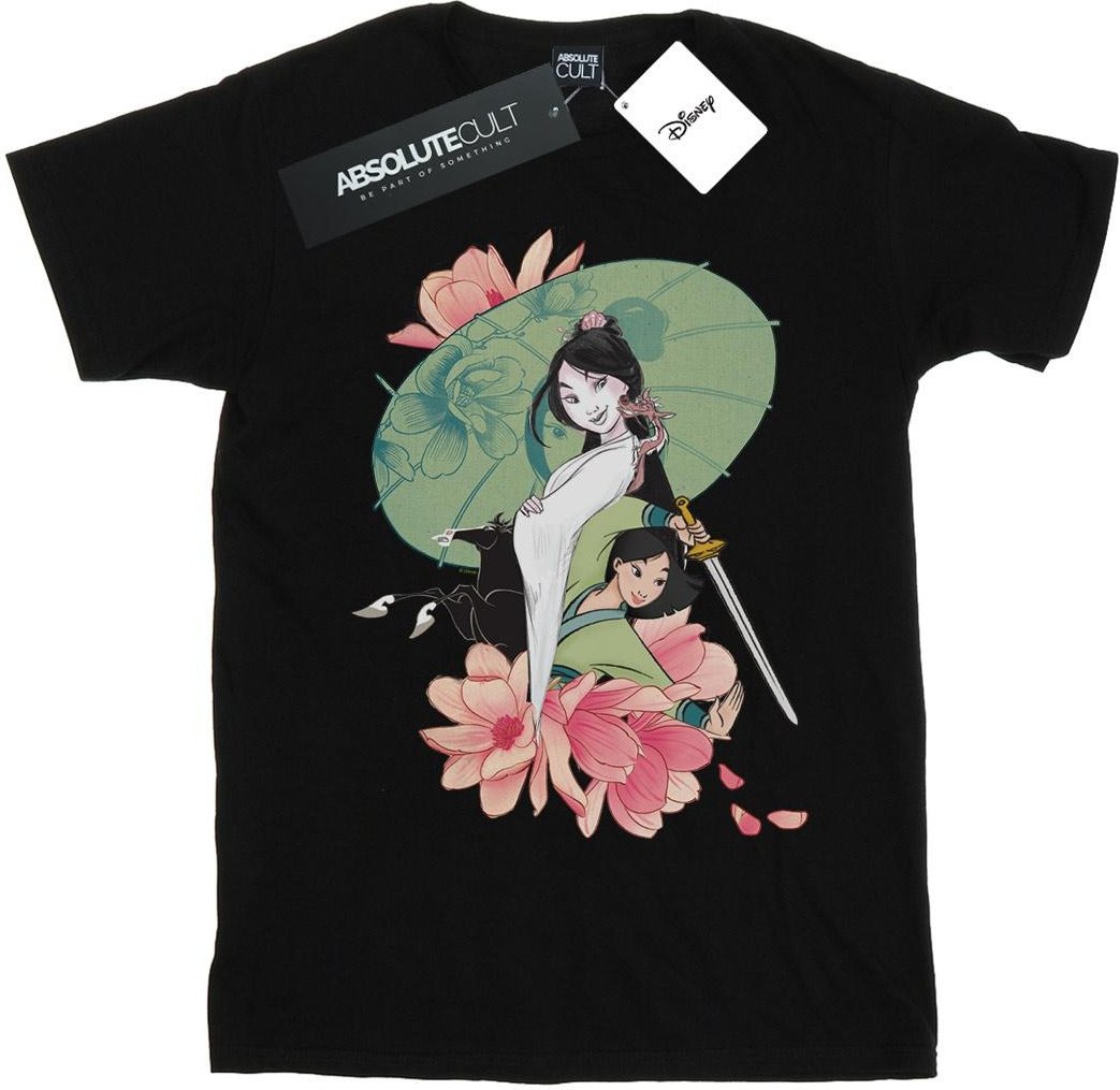 Disney - "Mulan Magnolia Collage" T-Shirt für Herren (Schwarz)