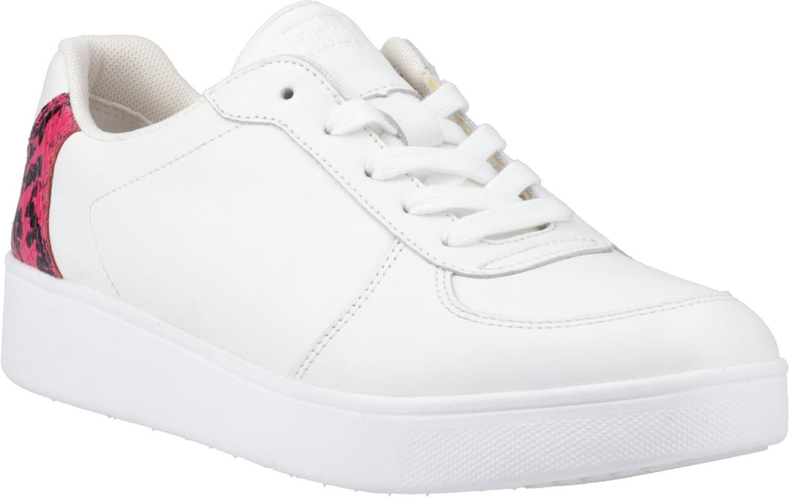 Fitflop Rally Schlangenleder-Backtab Leder Damen Urban Weiß/Wilde Himbeere Trainer