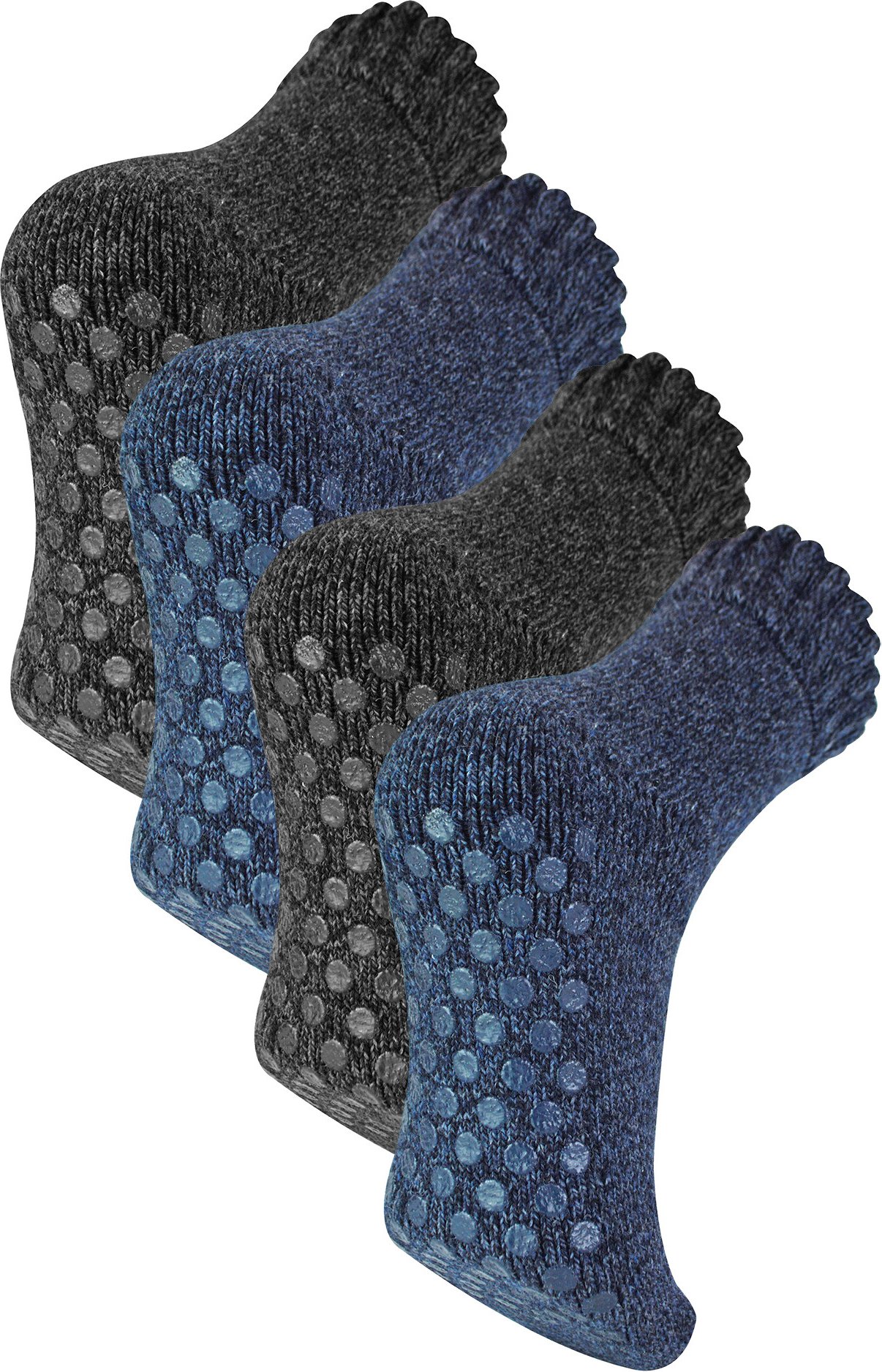 Thumbnail - Socken Snob - 4 Paar Herren Merino Wolle Slipper Warm Dicke Socken - Assorted