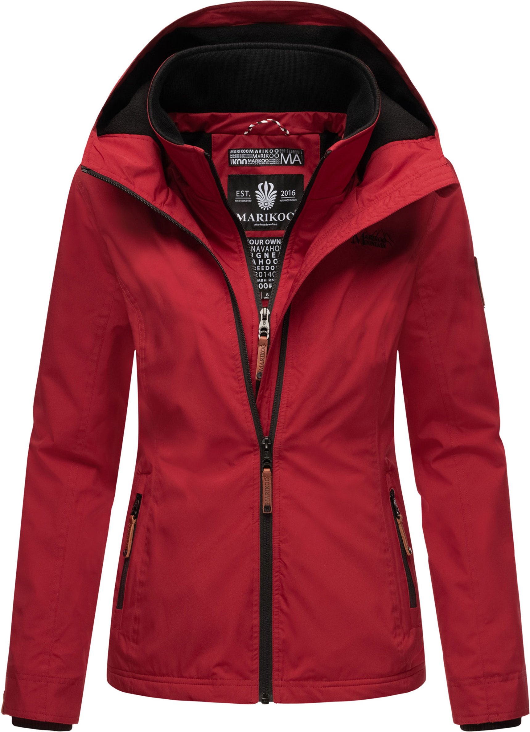 Marikoo Damen Übergangsjacke Erdbeere mit Doppelkragen & Fleece-Innenfutter