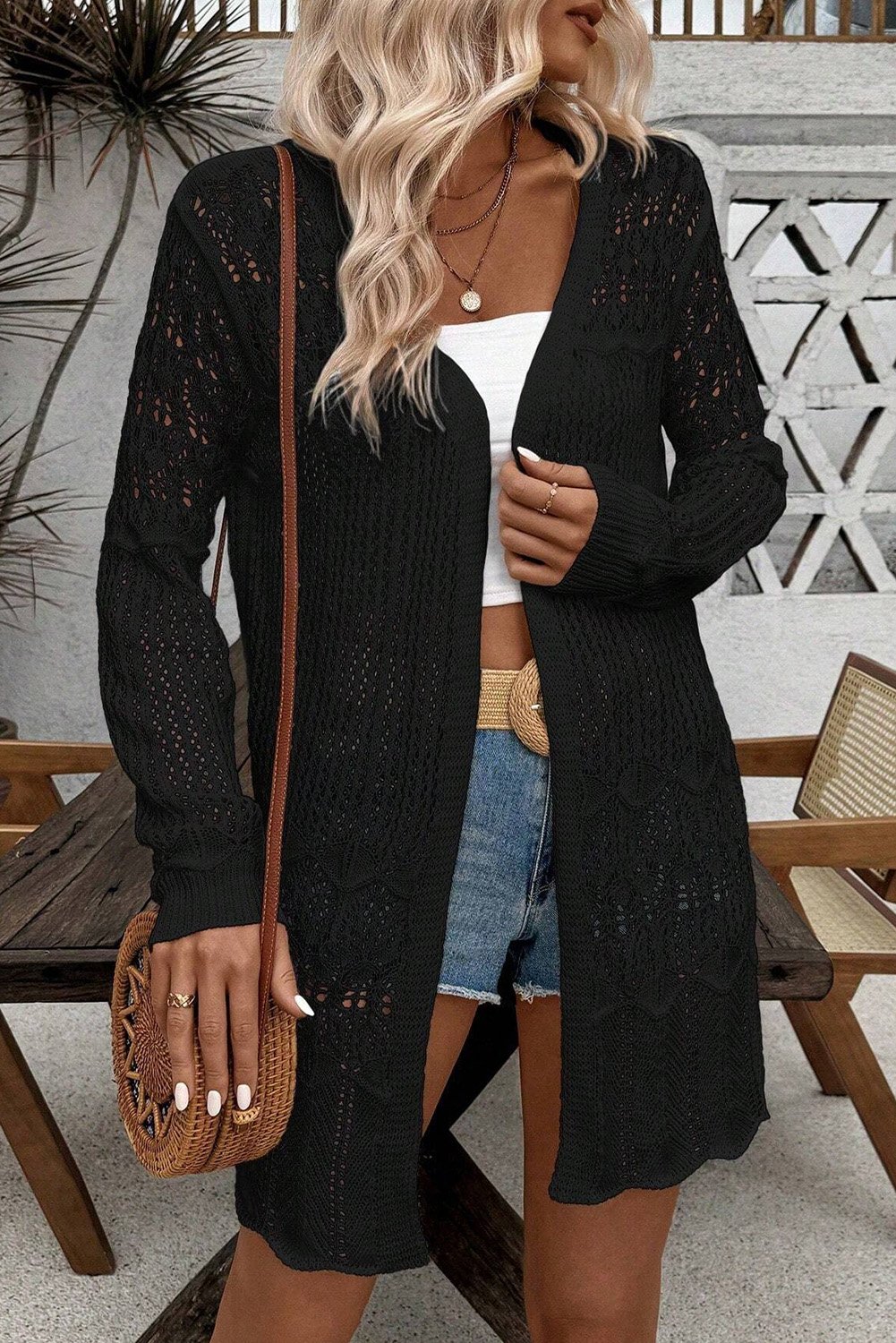 Offener Strick Longline Cardigan