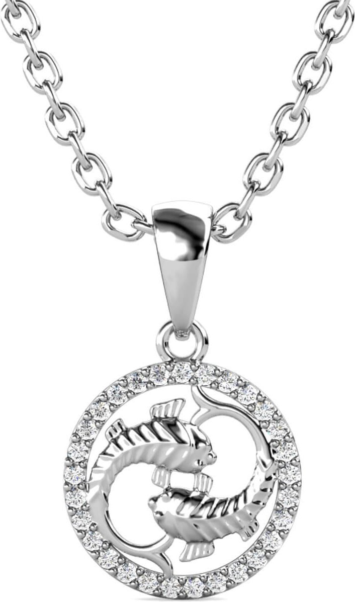 Sternzeichen-Anhänger Fische - Silber und Kristall