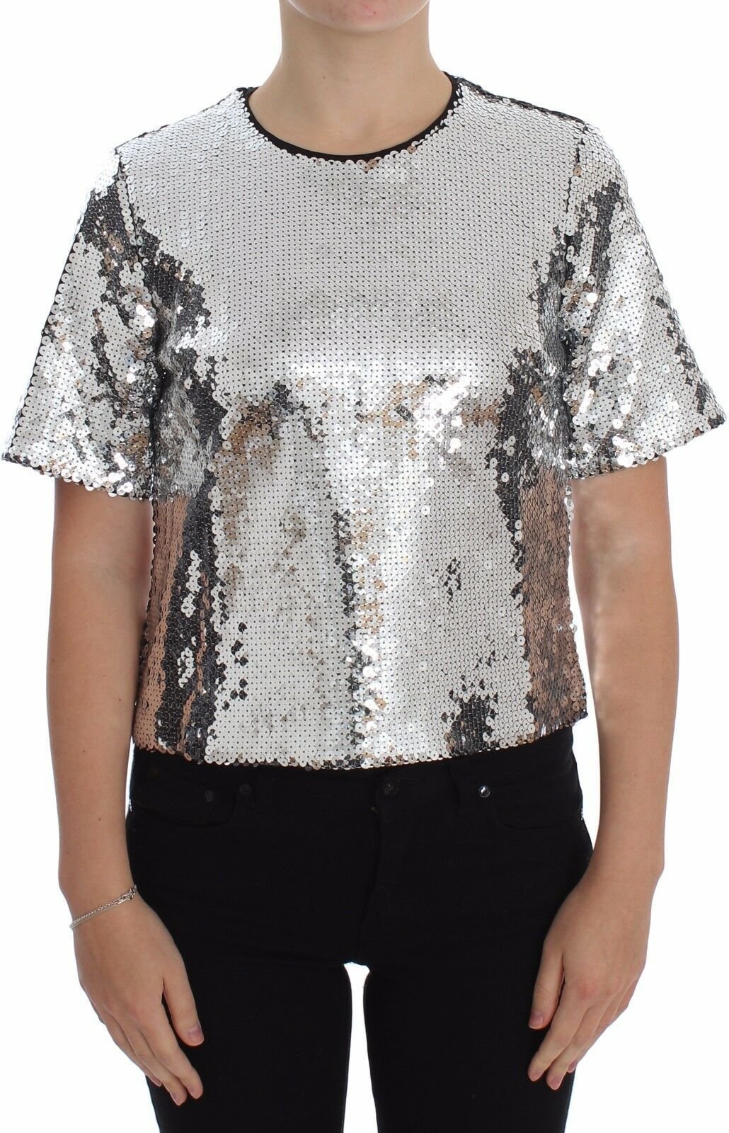 Dolce Gabbana Pailletten-Top Silber