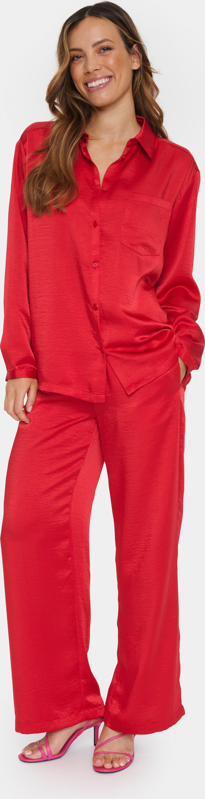 Langarmshirt Übergröße Karmesinrot red