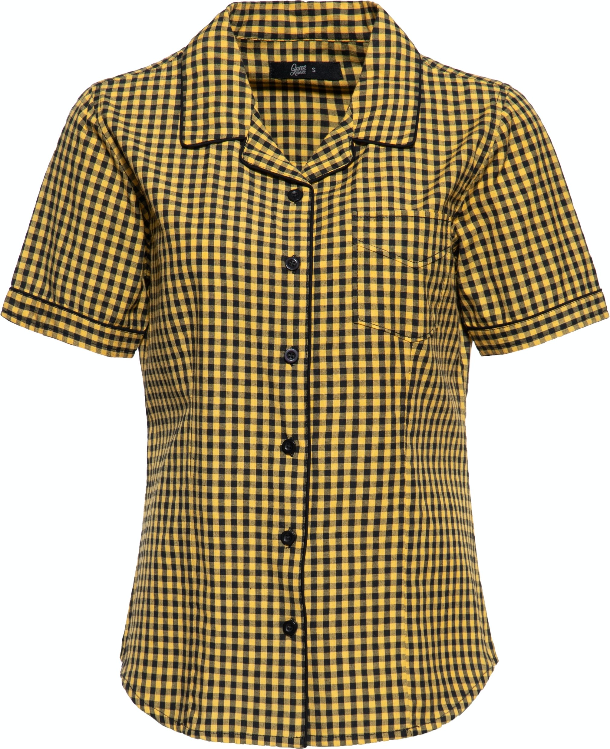 Queen Kerosin Damen Retro Hemdbluse gelb
