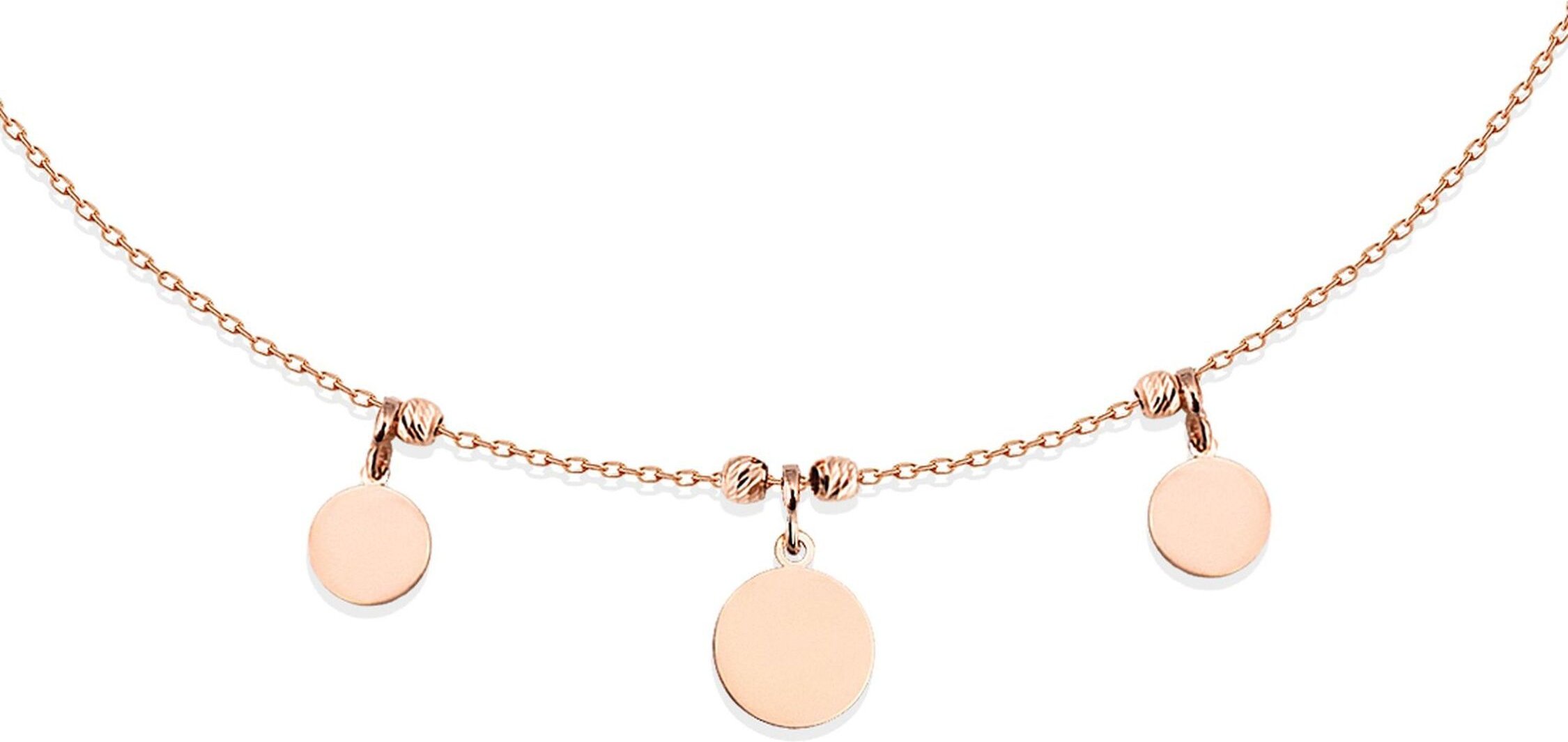 Dkeniz Anhänger mit Kette 925/- Sterling Silber rosévergoldet runde Plättchenkette