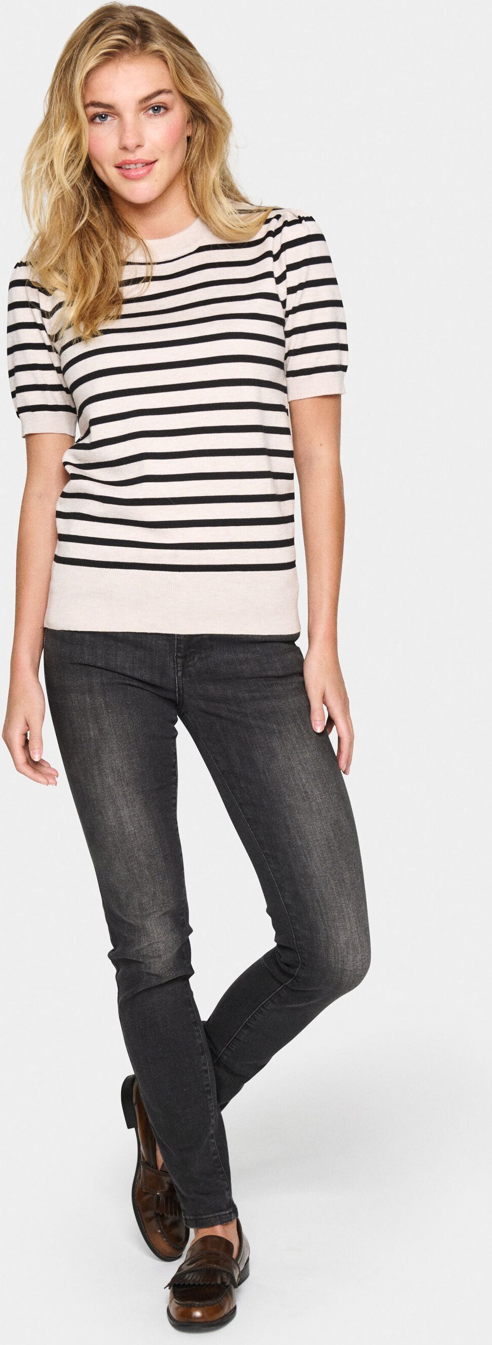 Strickpullover Gerade Passform black offwhite