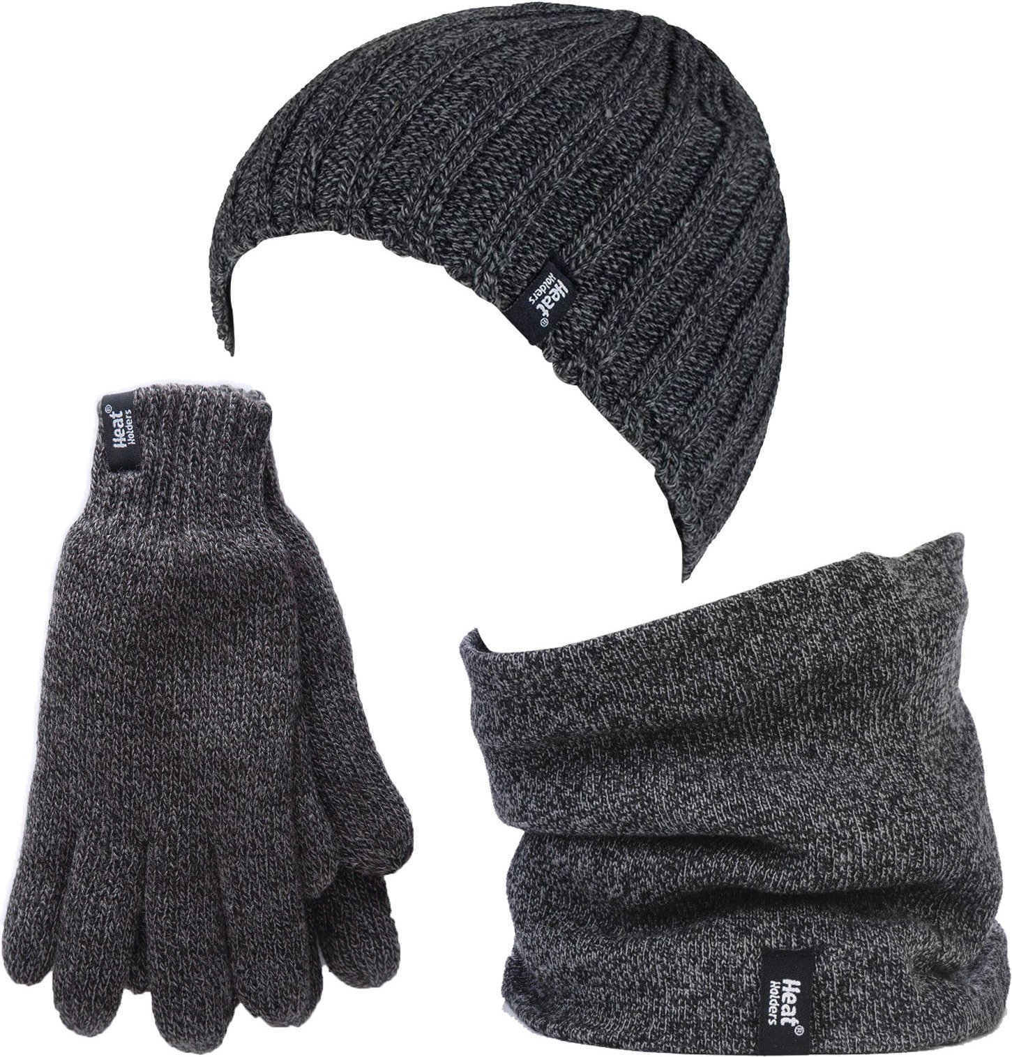 Heat Holders - Thermische Wintermütze, Halswärmer und Handschuhe aus Fleece für Männer - Grau