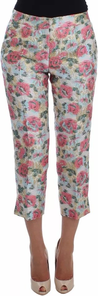 Blumenbrokat-Hosen im verkürzten Stil