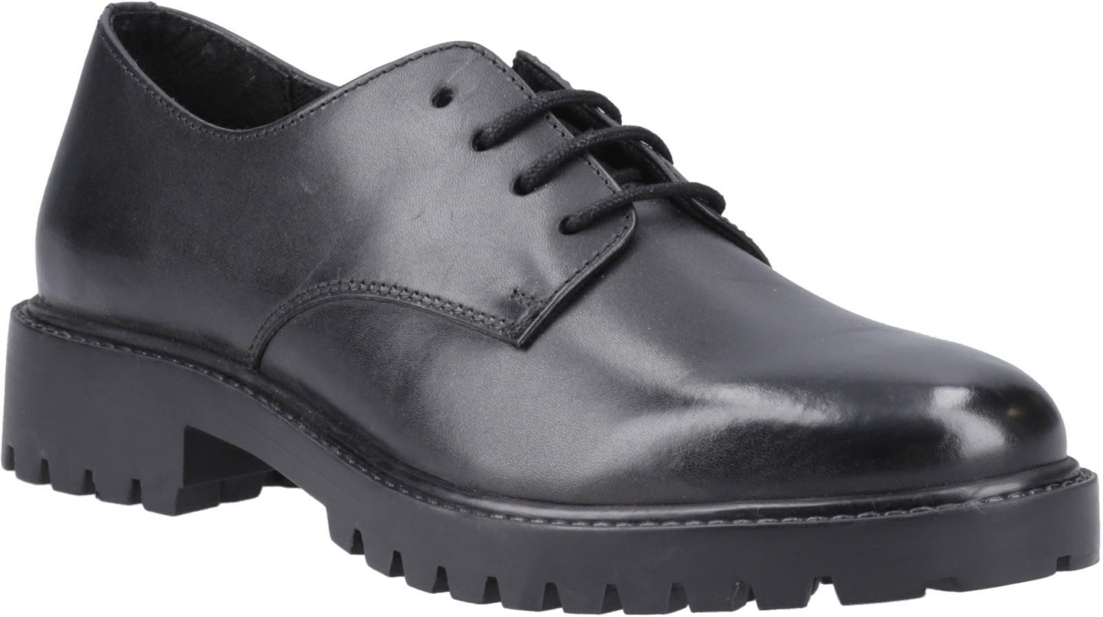Hush Puppies Aubrey Schnürsenkel Senior Leder Mädchen schwarze Derby-Schuhe