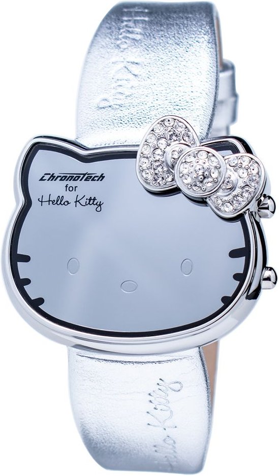 Hello Kitty Silberne Uhr mit Kristallbogen-Details
