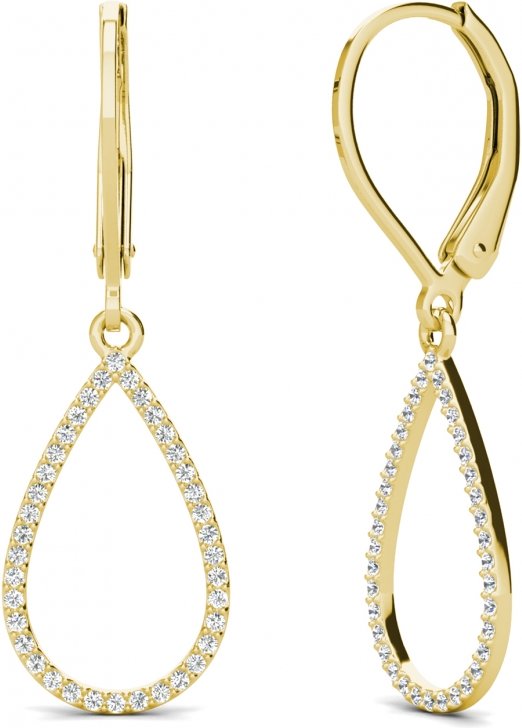 Laelia Ohrringe mit baumelndem Ring - Gold und Kristall