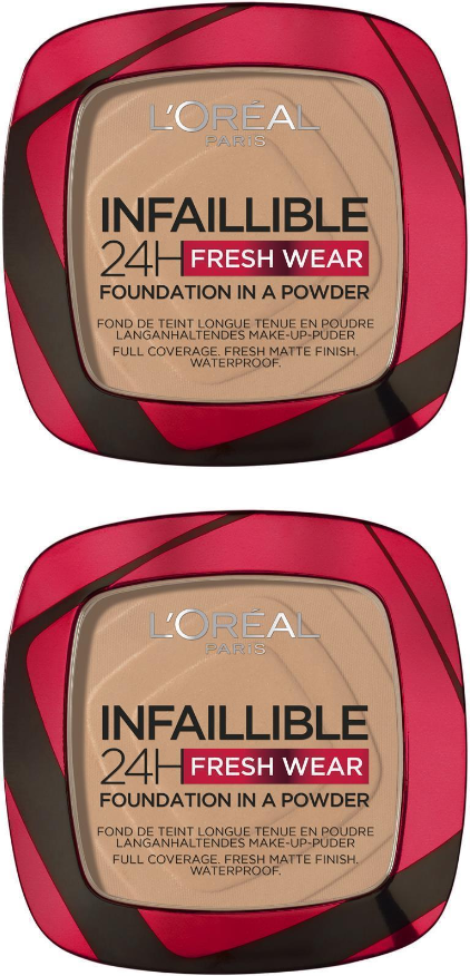2 x L'Oréal Paris Infallible 24H Frischer Wear Puder-Foundation 9g - 220 Sand
