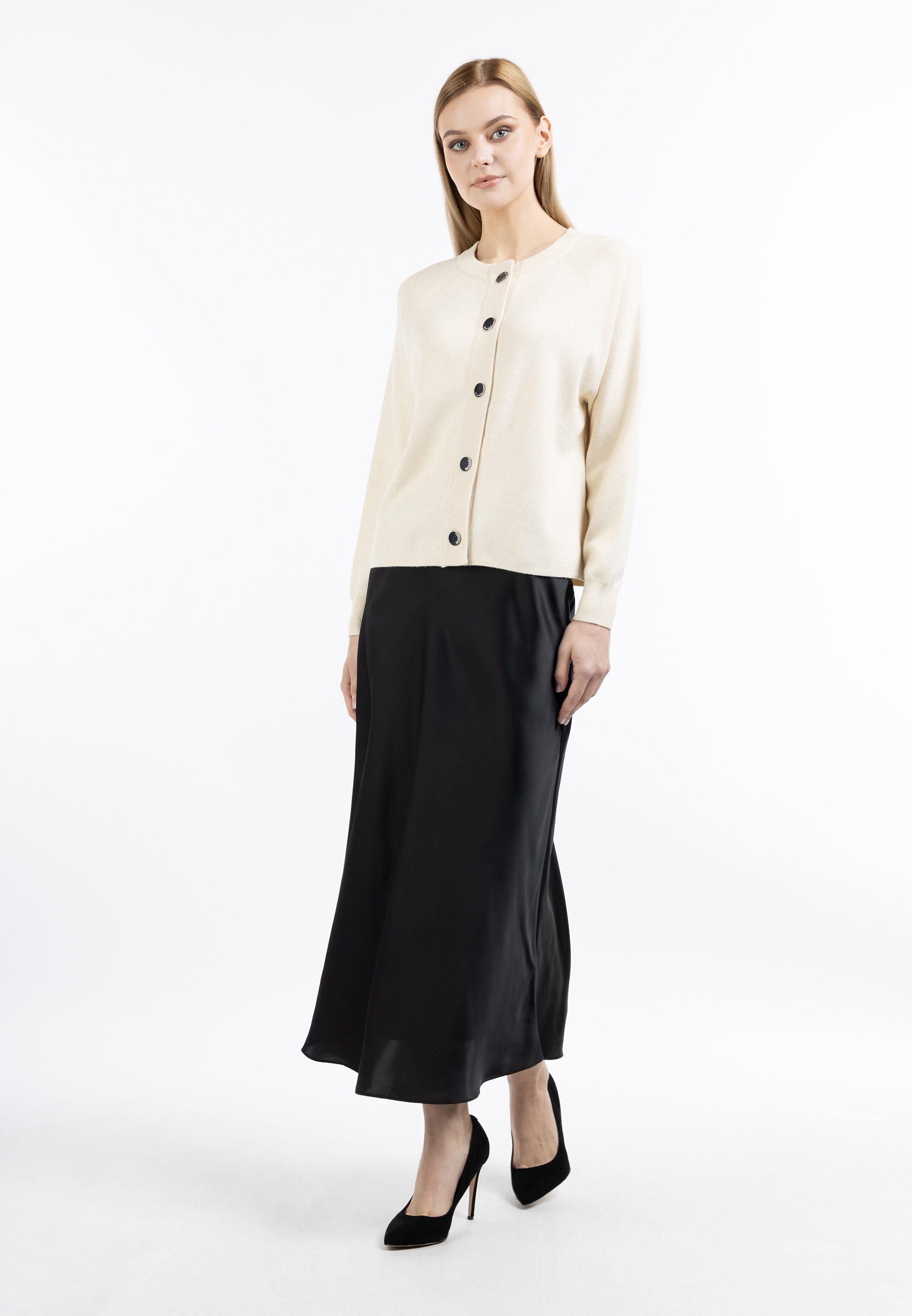 Dreimaster Strickjacke mit Knöpfen Damen Elfenbein