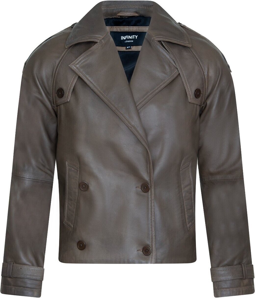 Kurze, �bergro�e Trenchcoat-Lederjacke f�r Damen - Canberra