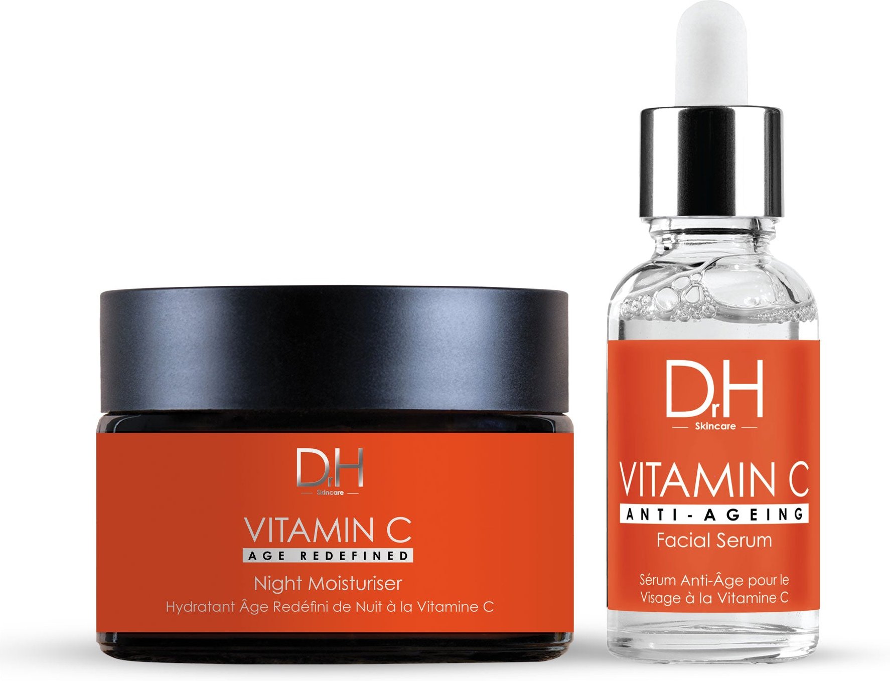 Dr H Anti-Aging Vitamin C Gesichtsserum 30ml + Vitamin C Anti-Aging Nachtfeuchtigkeitspflege 60ml