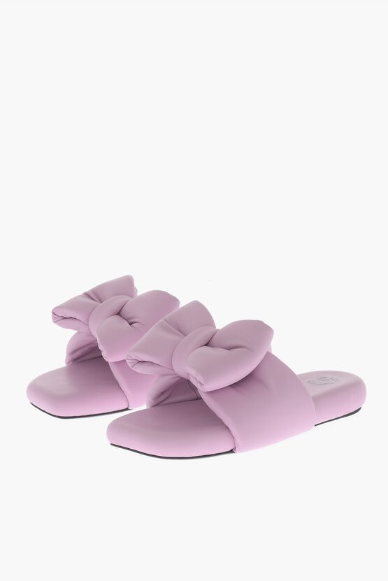 Gepolsterte Ledersandalen mit Maxi-Schleife in Pink