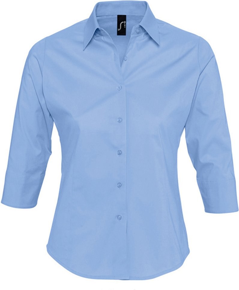 SOLS Damen Effect Bluse / Arbeitsbluse, 3/4-Ärmel (Himmelblau)