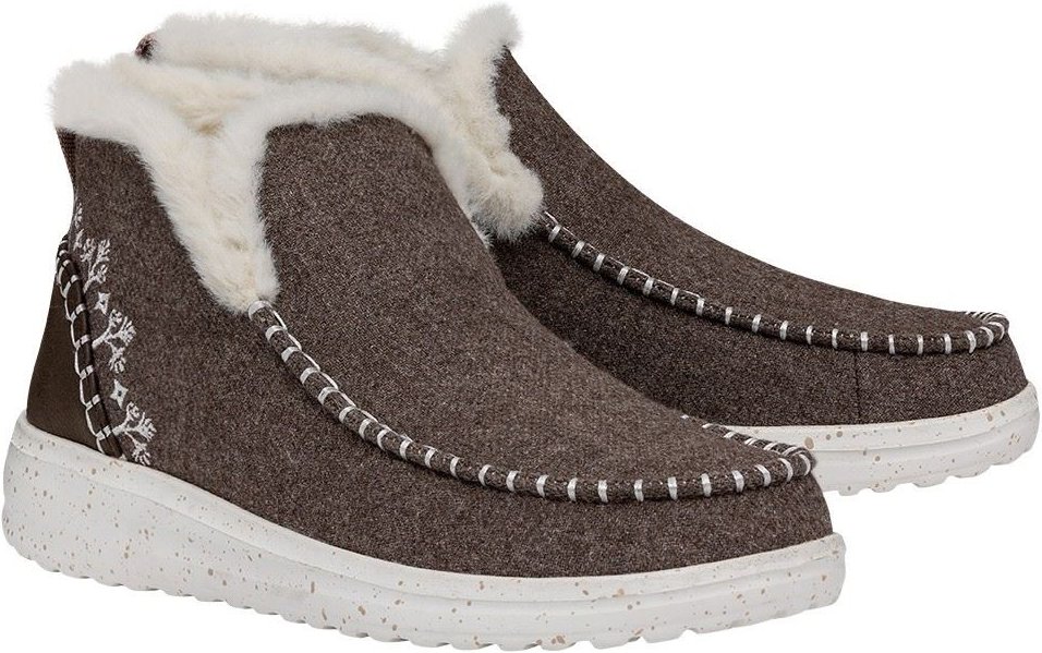 HEYDUDE Denny Wool Faux Shearling Damen-Walnussstiefel