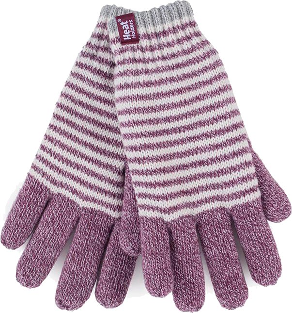 Heat Holders - Gestreifte, mit Fleece gefütterte Thermohandschuhe für Damen