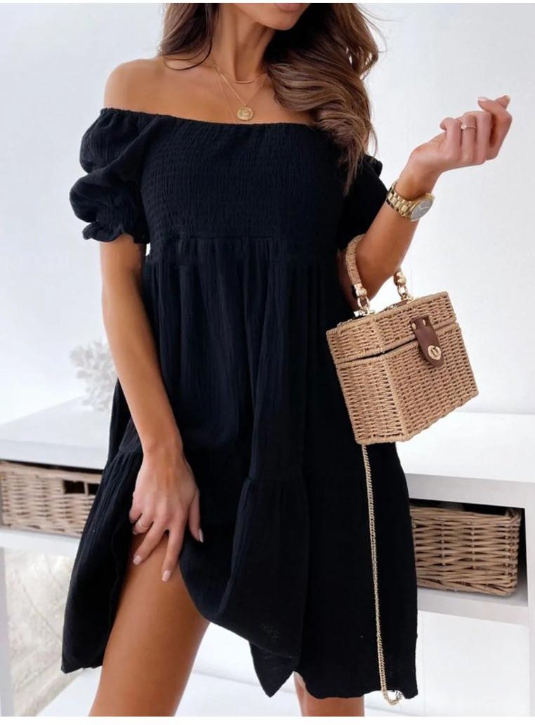 Damen Mini-Kleid mit Rüschendetails und Off-Shoulder-Ausschnitt