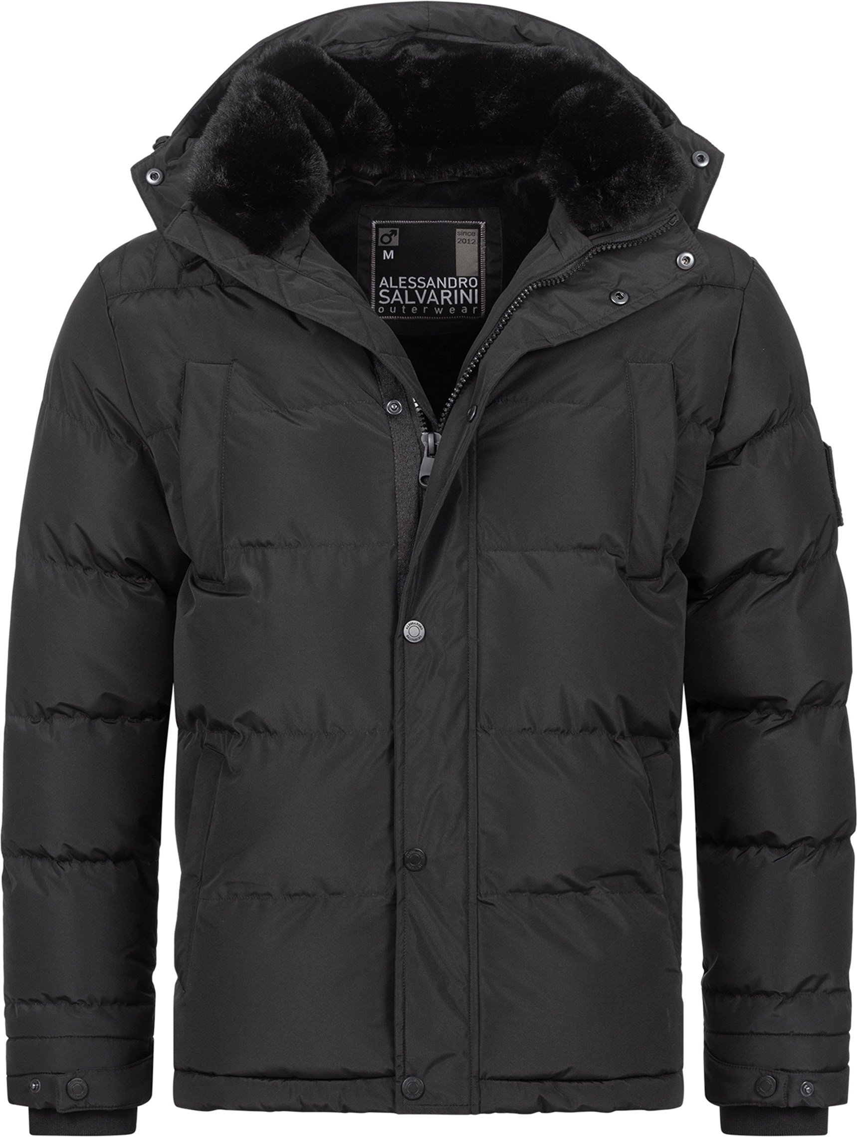 Alessandro Salvarini Herren Winterjacke AS-326 mit Teddyfell & abnehmbarer Kapuze