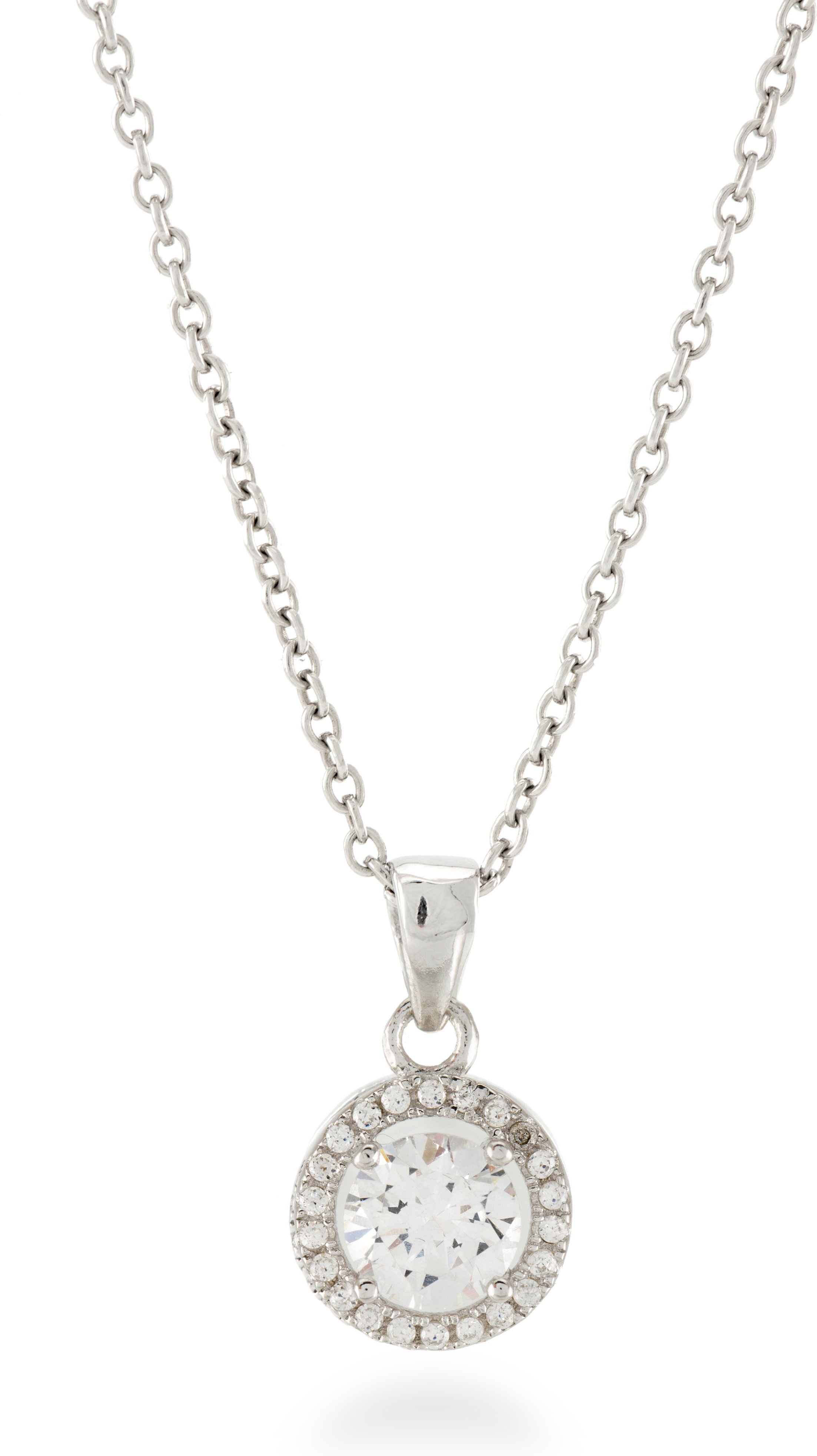 Luxenter-Halskette, 925 Sterling Silber Legende Edelstein und glänzender Zirkonia mit rhodinierter Oberfläche