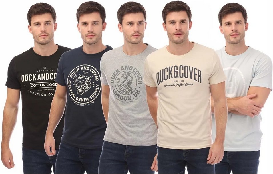 Duck and Cover - "Ventmans" T-Shirt für Herren(5er-Pack) (Schwarz/Marineblau/Grau)