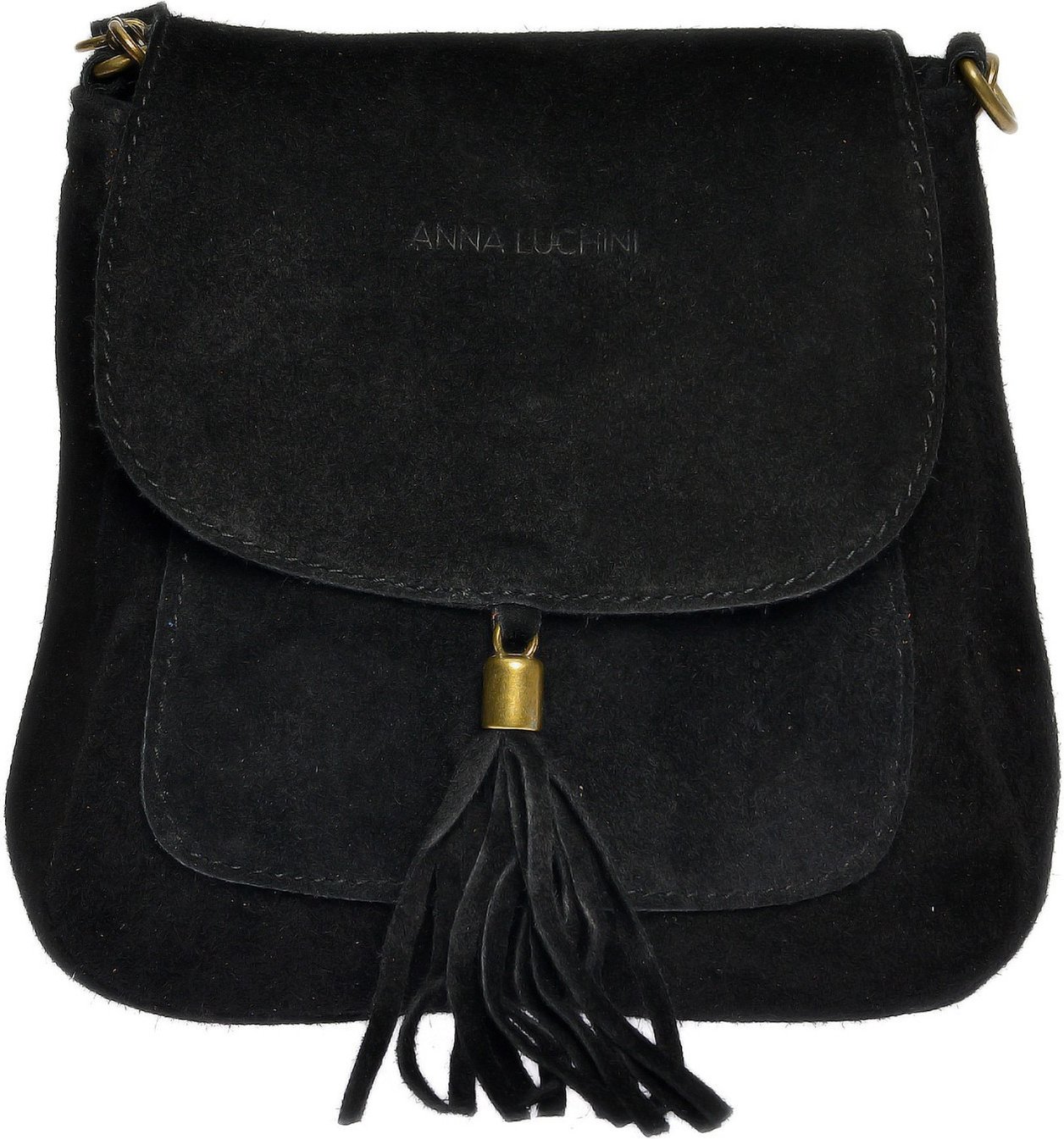 Anna Luchini Schwarze Lederhandtasche