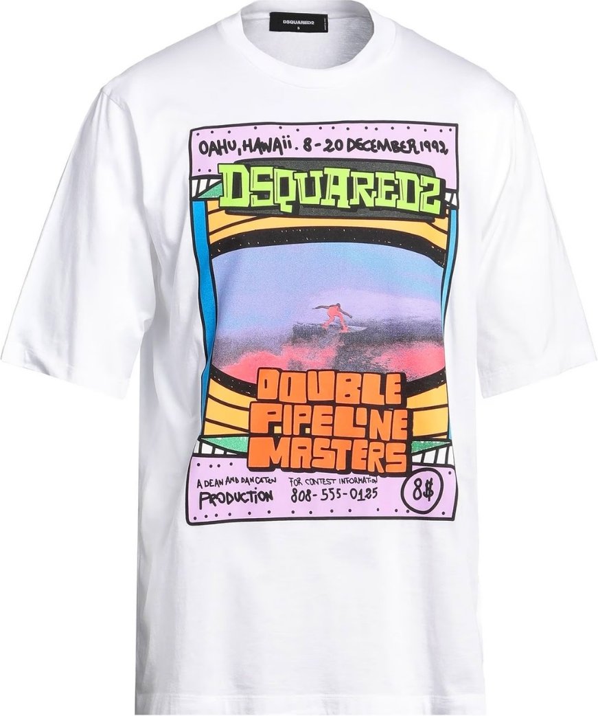 Dsquared2 Double Pipeline Masters Design Skater Fit Weißes T-Shirt