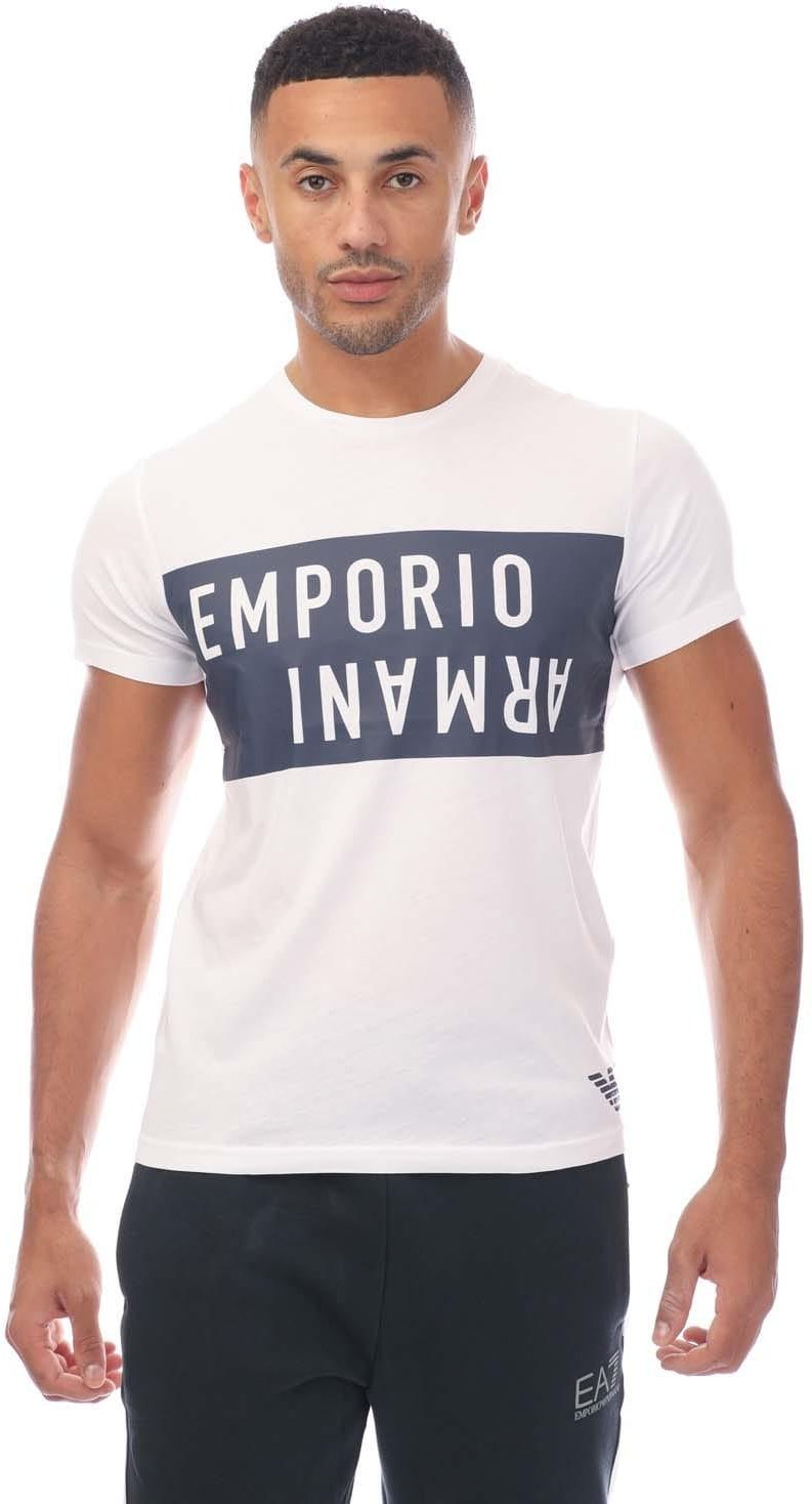 Emporio Armani - T-Shirt Rundhalsausschnitt für Herren (Weiß/Marineblau)