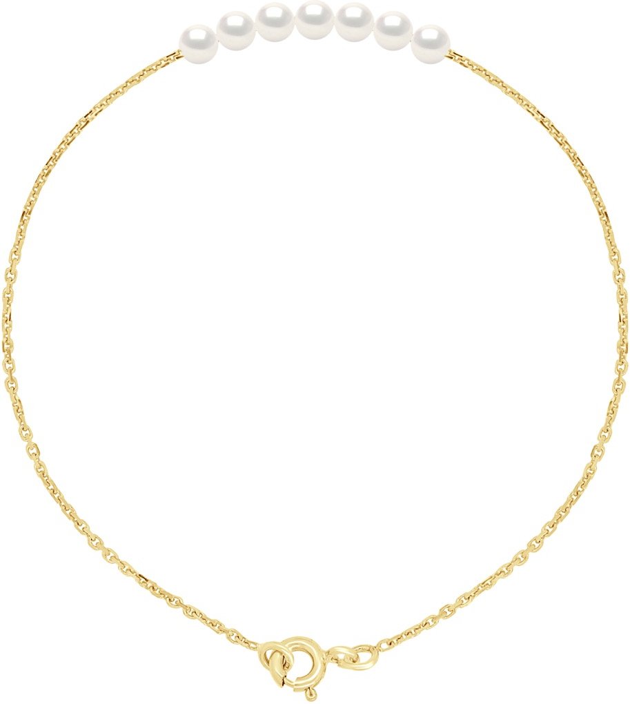 Armband Panzerkette Perlen – 7 echte Süßwasser-Zuchtperlen rund 3-4 mm