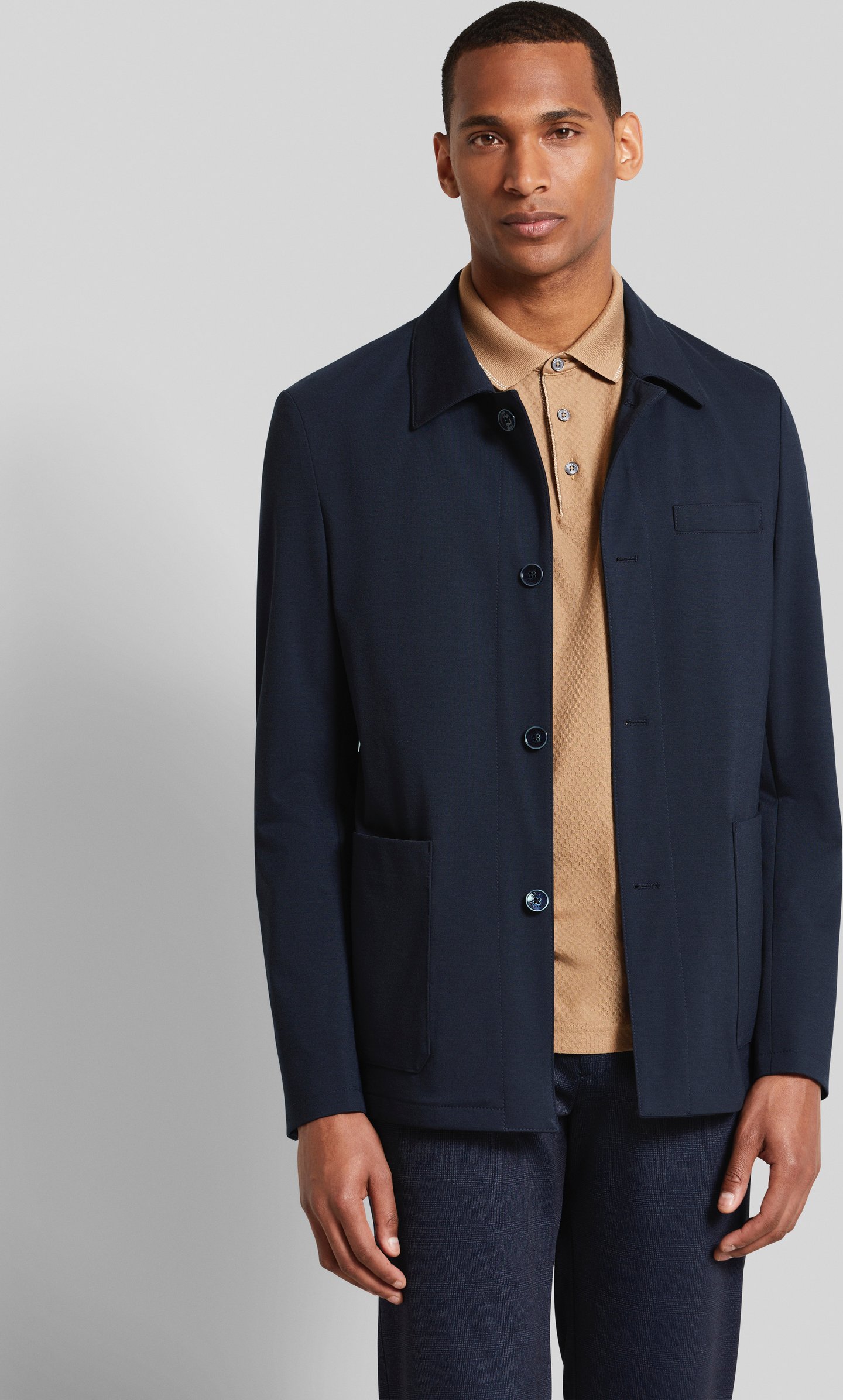 Bugatti Herren Hemdkragensakko aus edlem Jersey