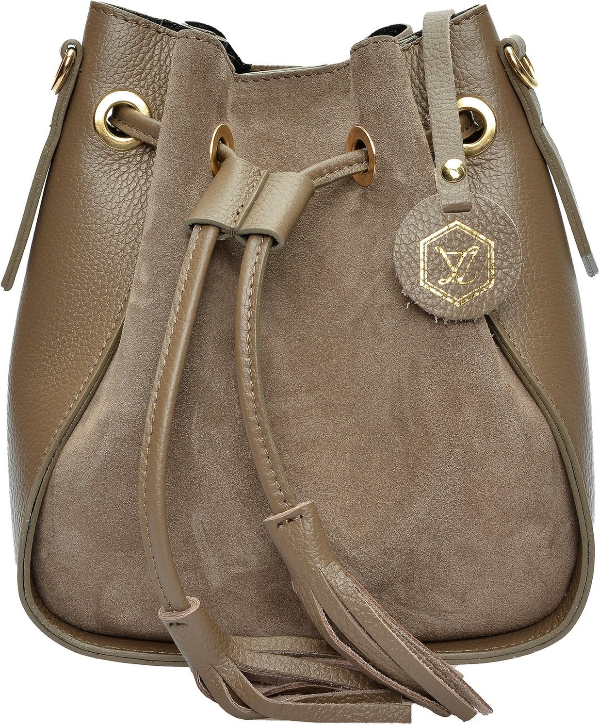 Luisa Vannini Beigefarbene Lederhandtasche