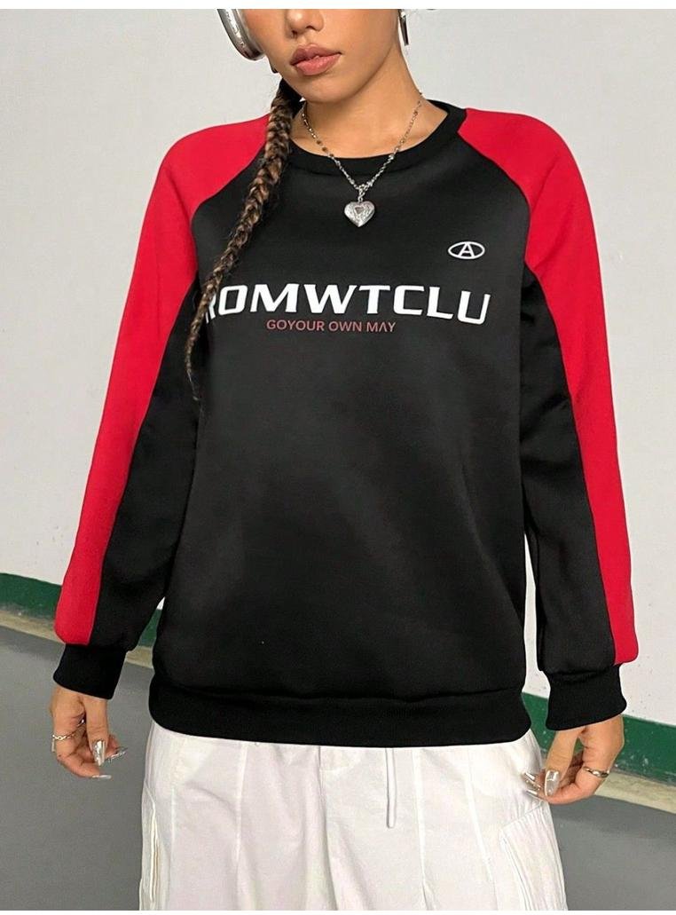 Thumbnail - Damen Sweatshirt mit Rundhalsausschnitt und langen Ärmeln mit Buchstaben-Print