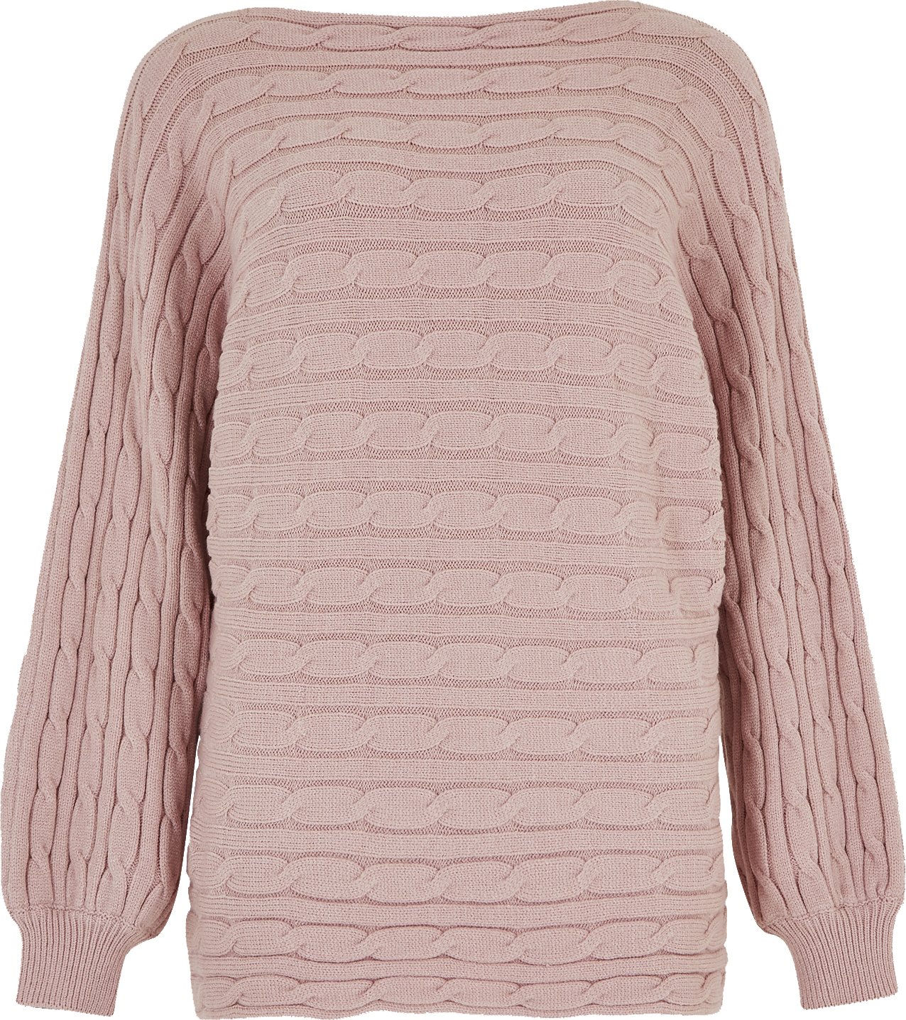 Apricot Pullover mit Aran-Streifen und Fledermausärmeln