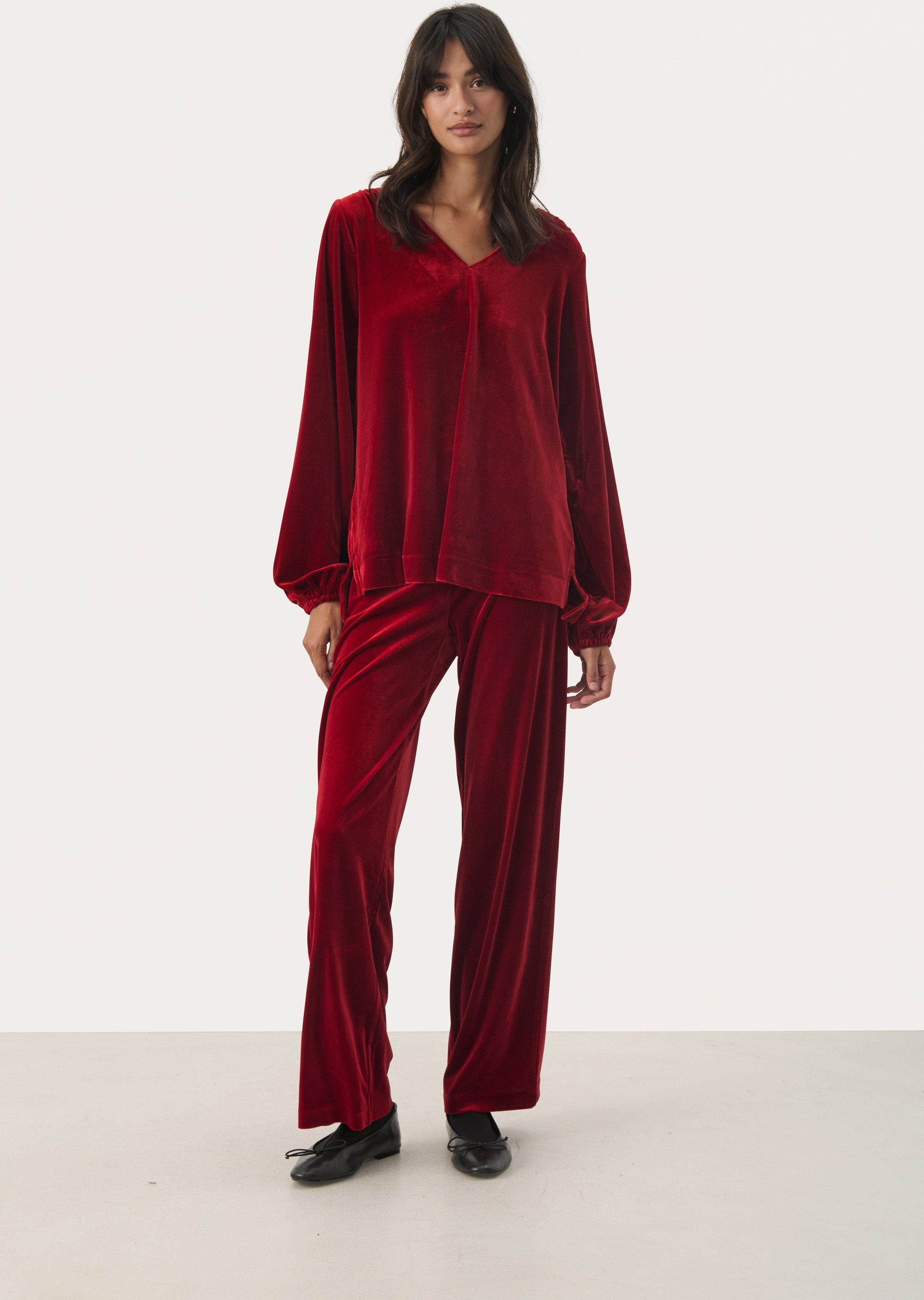 Langarm-Bluse Gerade Passform Rhythmic Red dark red