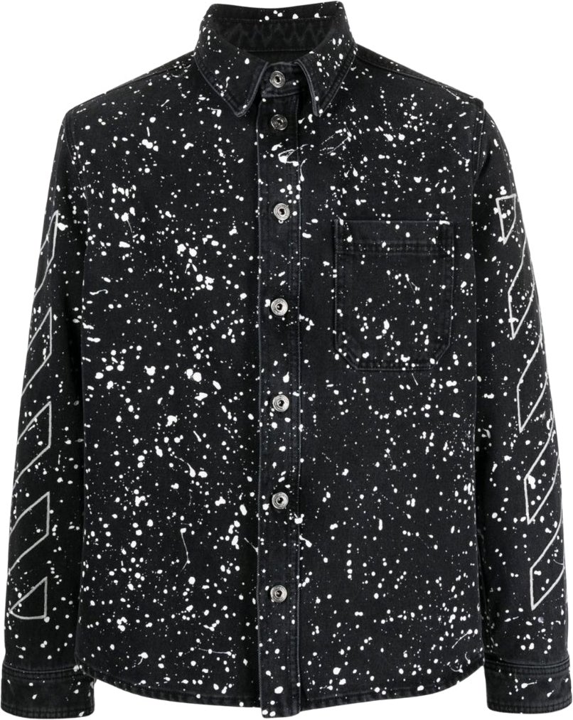Off-White Diag Outline Design Jeanshemd Schwarz