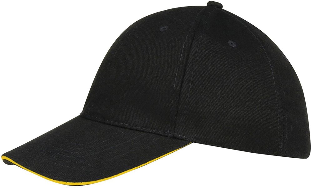 SOLS Unisex Büffel 6 Panel Baseballmütze (schwarz/gelb)